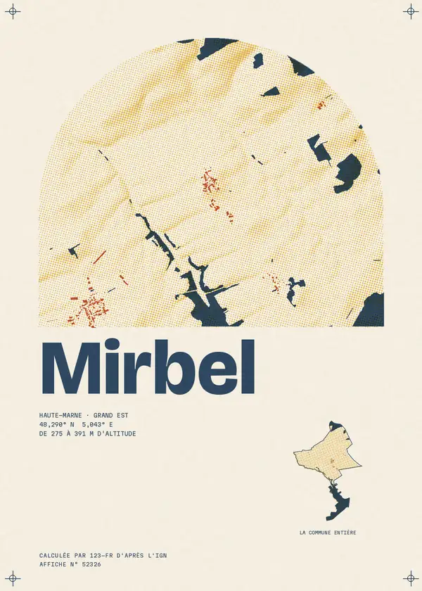 Affiche de Mirbel, calculée par 123-fr d'après l'IGN