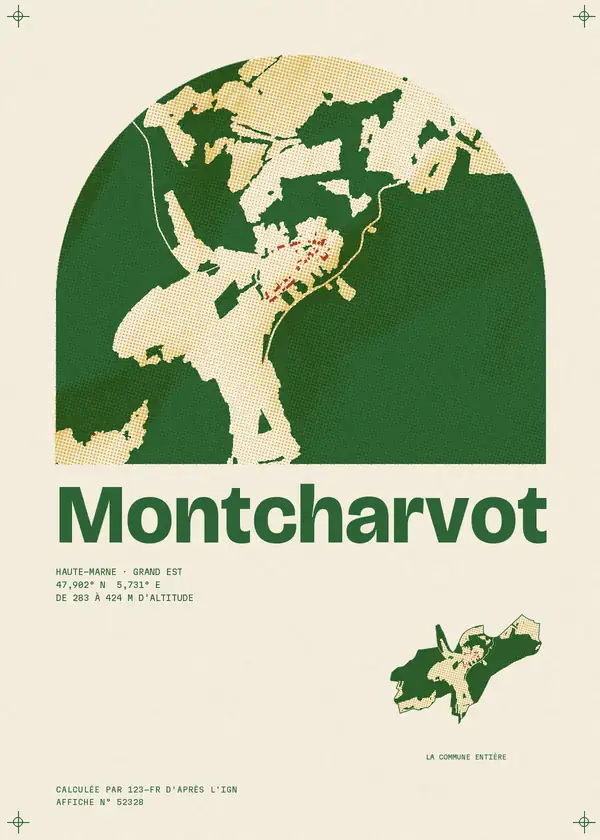 Affiche de Montcharvot, calculée par 123-fr d'après l'IGN