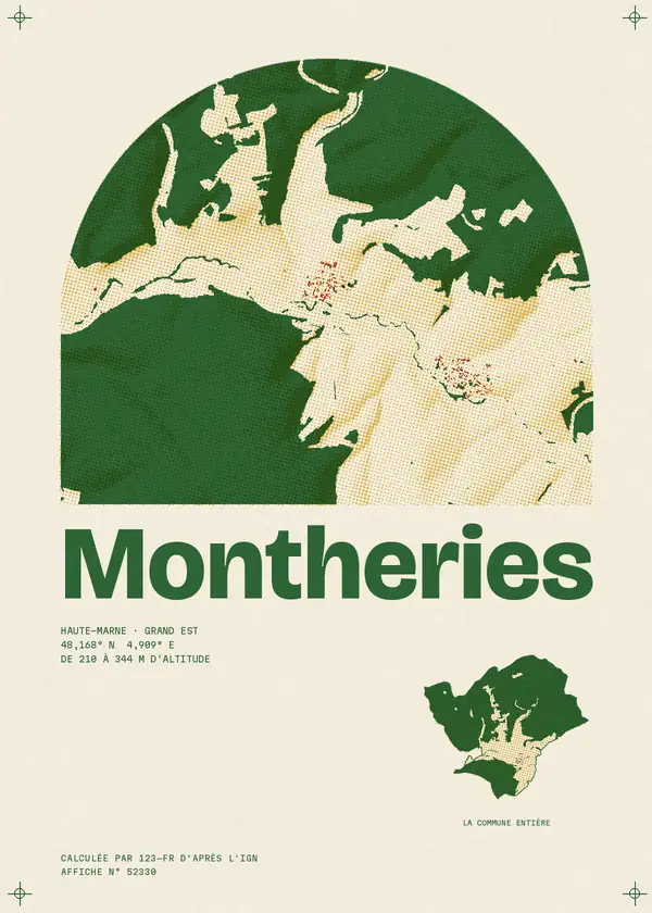 Affiche de Montheries, calculée par 123-fr d'après l'IGN