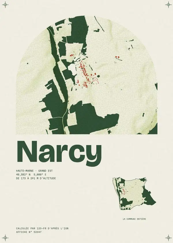 Affiche de Narcy, calculée par 123-fr d'après l'IGN