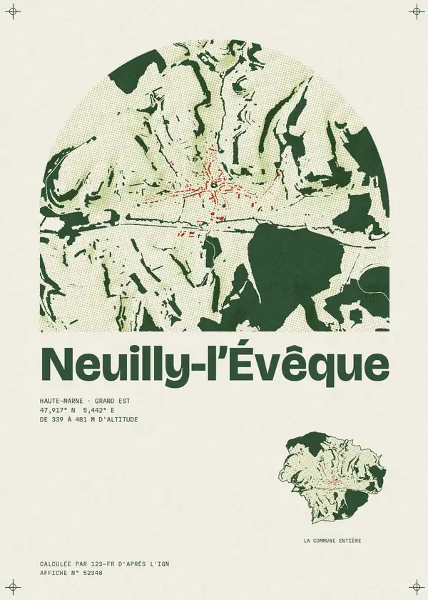 Affiche de Neuilly-l'Évêque, calculée par 123-fr d'après l'IGN