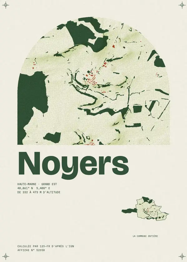 Affiche de Noyers, calculée par 123-fr d'après l'IGN