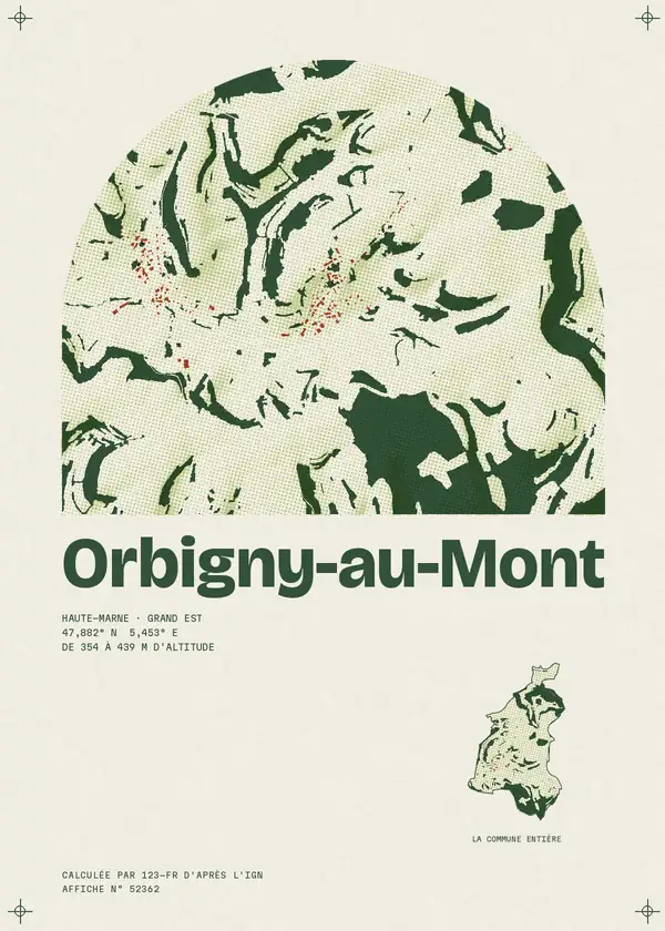 Affiche de Orbigny-au-Mont, calculée par 123-fr d'après l'IGN