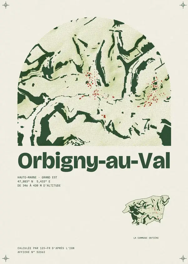 Affiche de Orbigny-au-Val, calculée par 123-fr d'après l'IGN