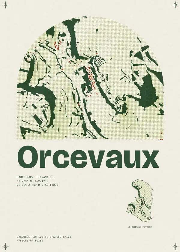 Affiche de Orcevaux, calculée par 123-fr d'après l'IGN