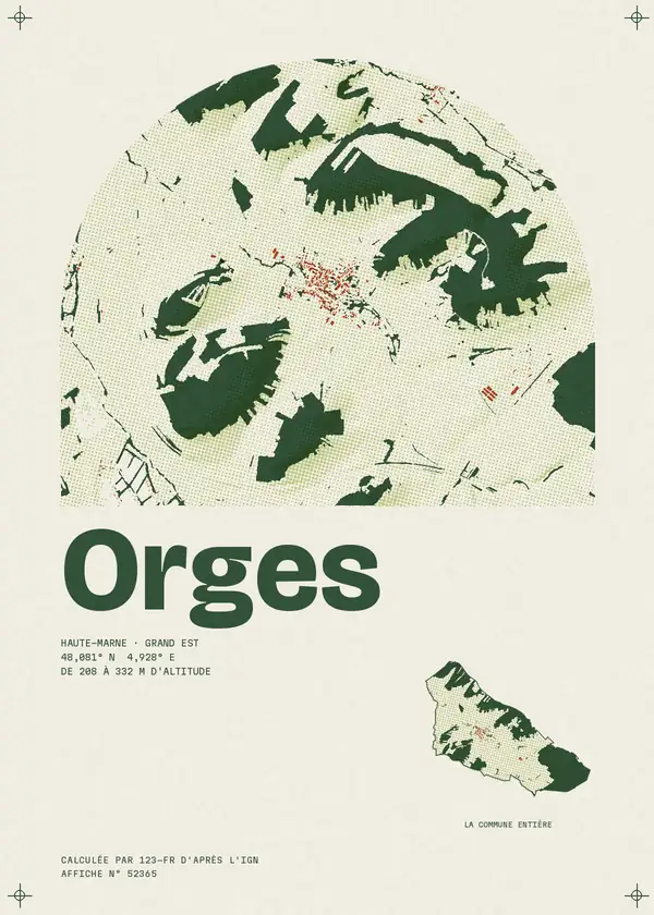Affiche de Orges, calculée par 123-fr d'après l'IGN