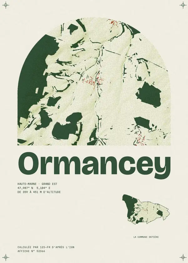 Affiche de Ormancey, calculée par 123-fr d'après l'IGN
