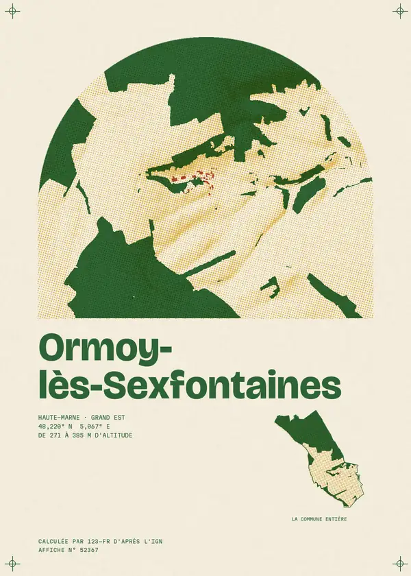 Affiche de Ormoy-lès-Sexfontaines, calculée par 123-fr d'après l'IGN