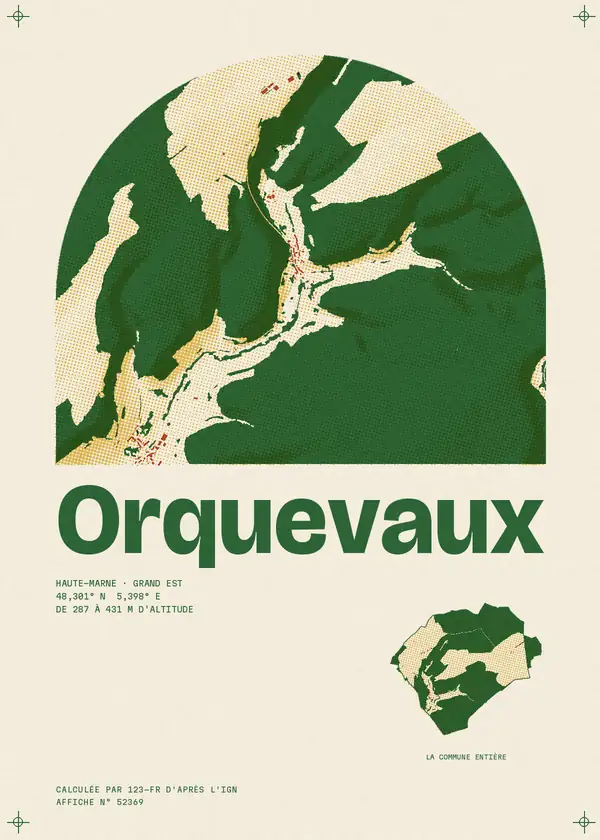 Affiche de Orquevaux, calculée par 123-fr d'après l'IGN
