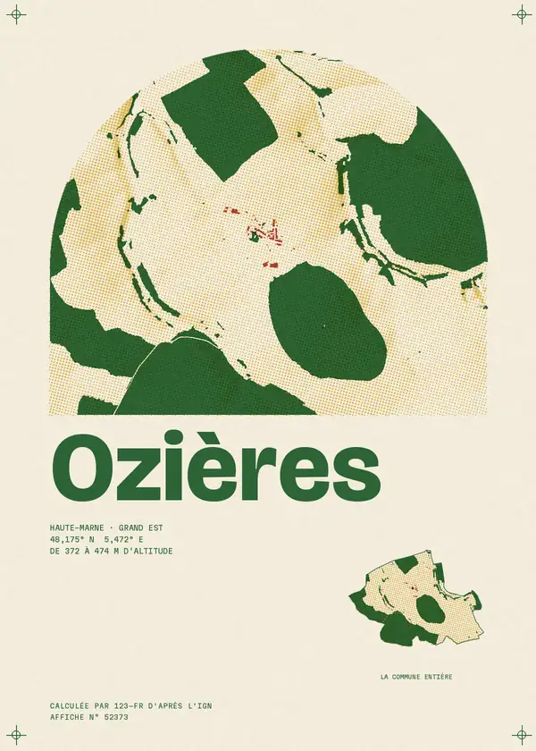 Affiche de Ozières, calculée par 123-fr d'après l'IGN