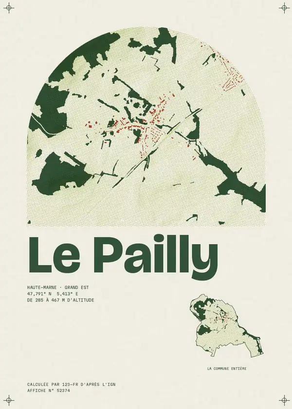 Affiche de Le Pailly, calculée par 123-fr d'après l'IGN