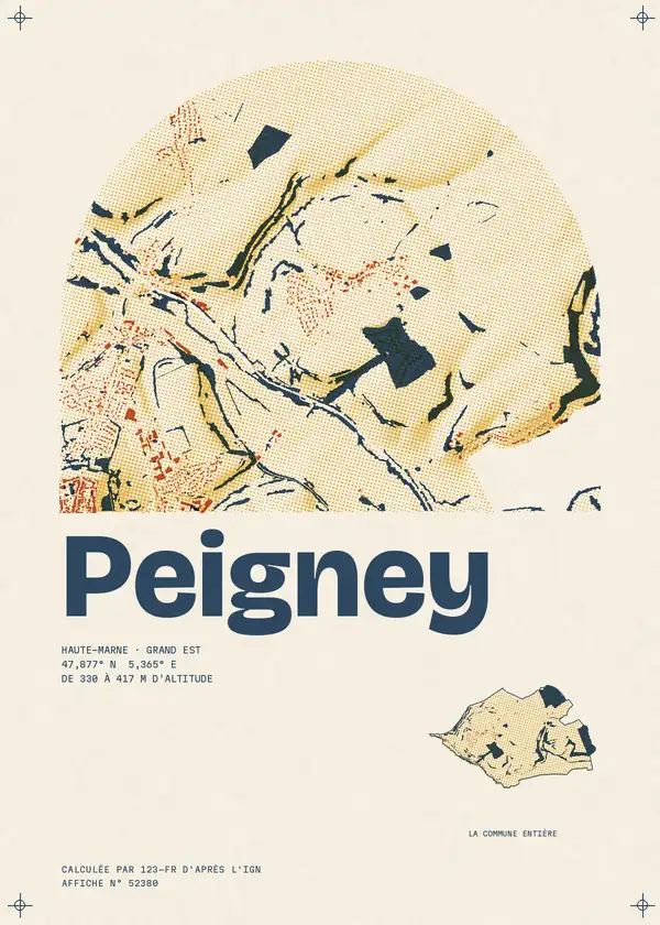 Affiche de Peigney, calculée par 123-fr d'après l'IGN