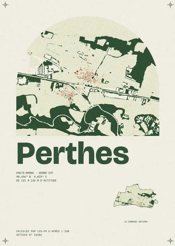 Affiche de Perthes, calculée par 123-fr d'après l'IGN