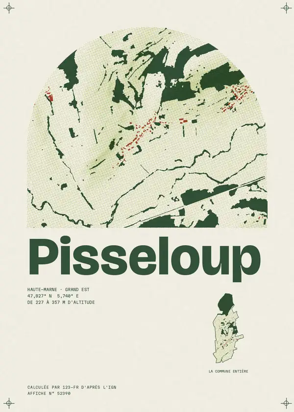 Affiche de Pisseloup, calculée par 123-fr d'après l'IGN