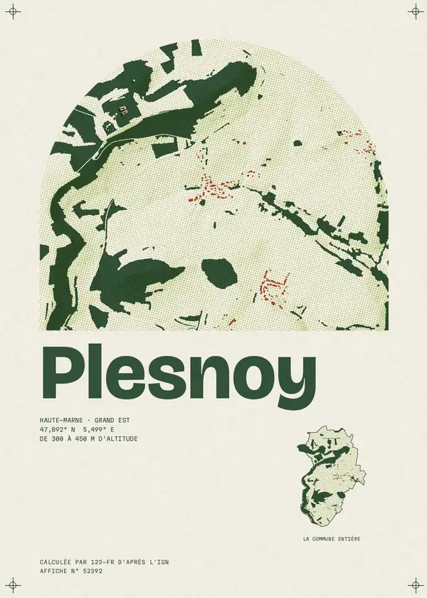 Affiche de Plesnoy, calculée par 123-fr d'après l'IGN