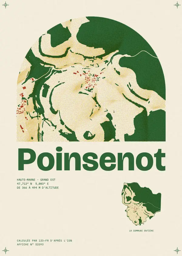 Affiche de Poinsenot, calculée par 123-fr d'après l'IGN