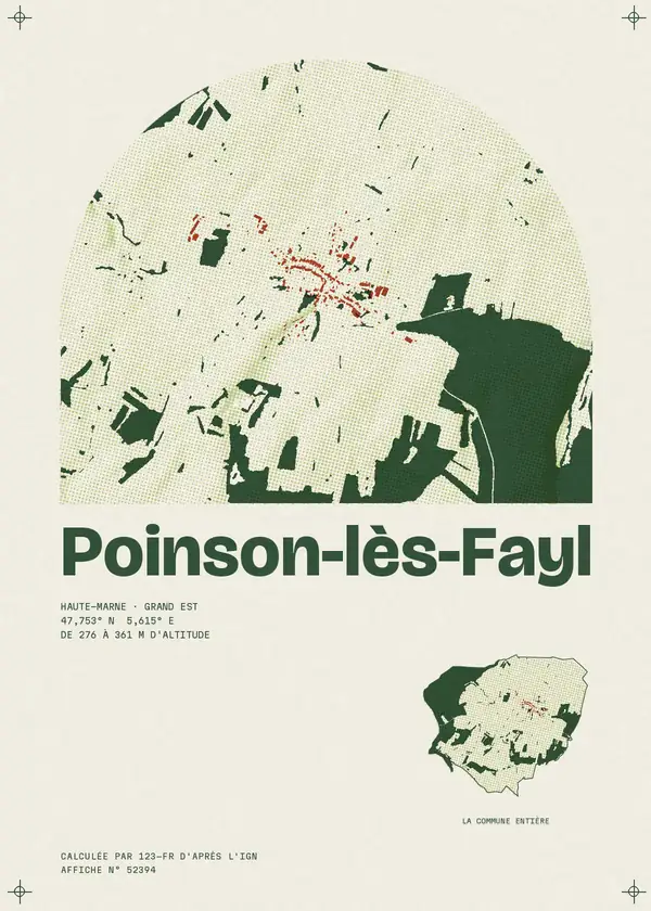Affiche de Poinson-lès-Fayl, calculée par 123-fr d'après l'IGN