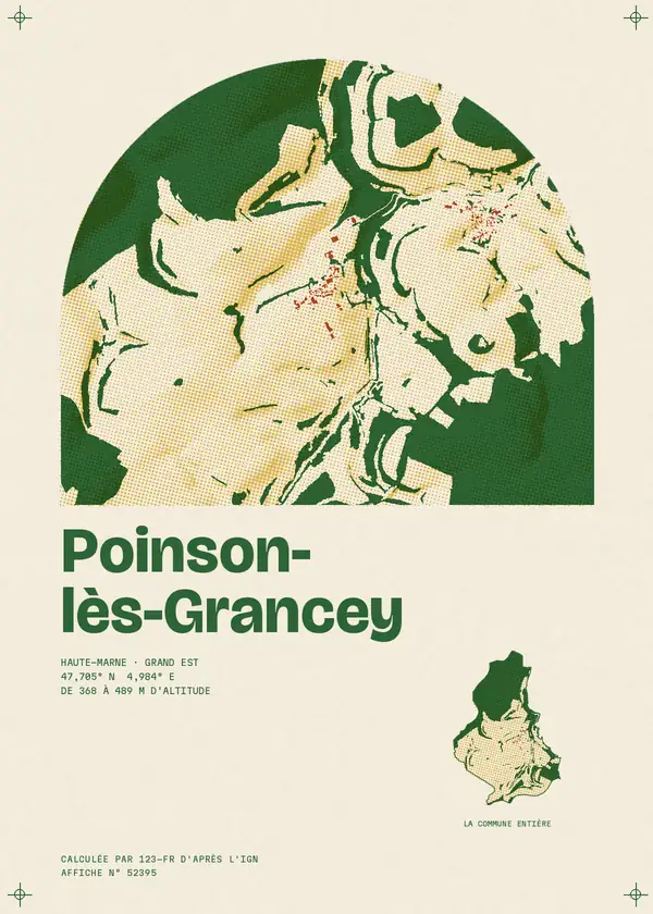 Affiche de Poinson-lès-Grancey, calculée par 123-fr d'après l'IGN
