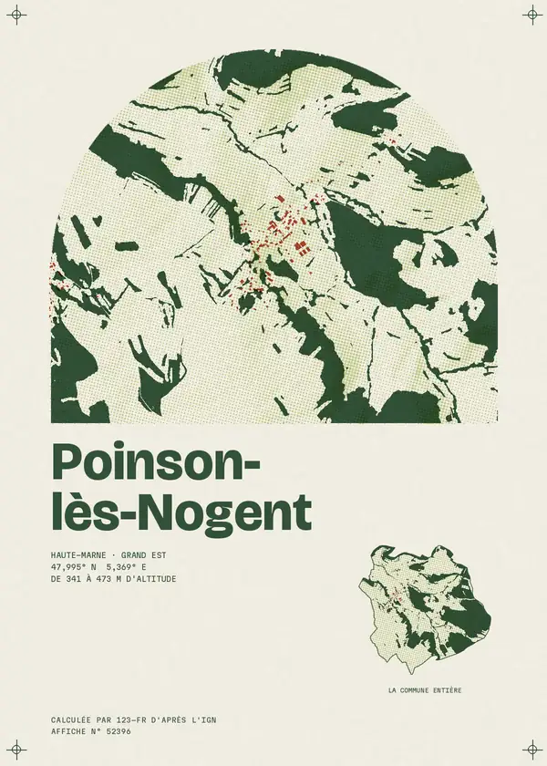 Affiche de Poinson-lès-Nogent, calculée par 123-fr d'après l'IGN
