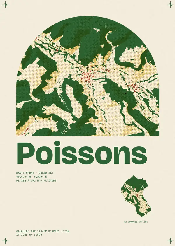 Affiche de Poissons, calculée par 123-fr d'après l'IGN
