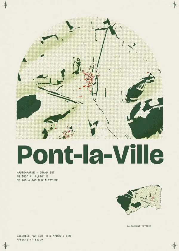 Affiche de Pont-la-Ville, calculée par 123-fr d'après l'IGN
