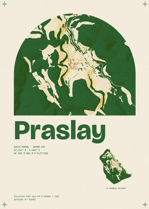 Affiche de Praslay, calculée par 123-fr d'après l'IGN
