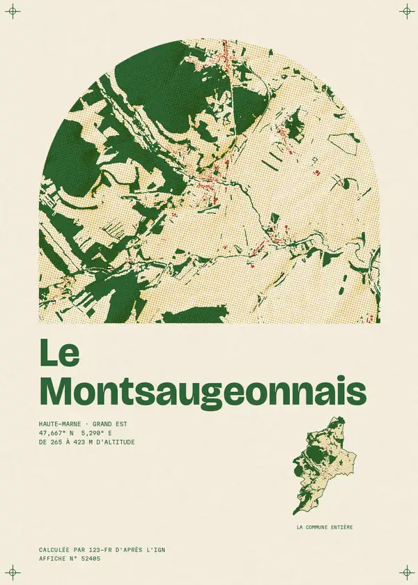 Affiche de Le Montsaugeonnais, calculée par 123-fr d'après l'IGN
