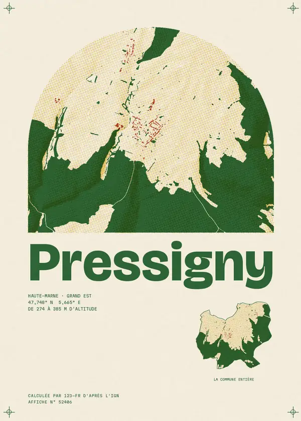 Affiche de Pressigny, calculée par 123-fr d'après l'IGN
