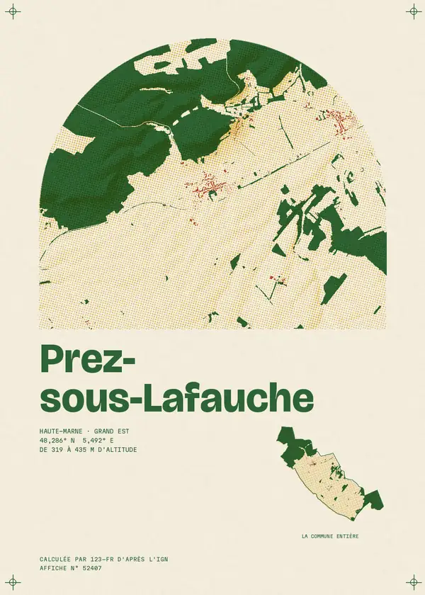 Affiche de Prez-sous-Lafauche, calculée par 123-fr d'après l'IGN