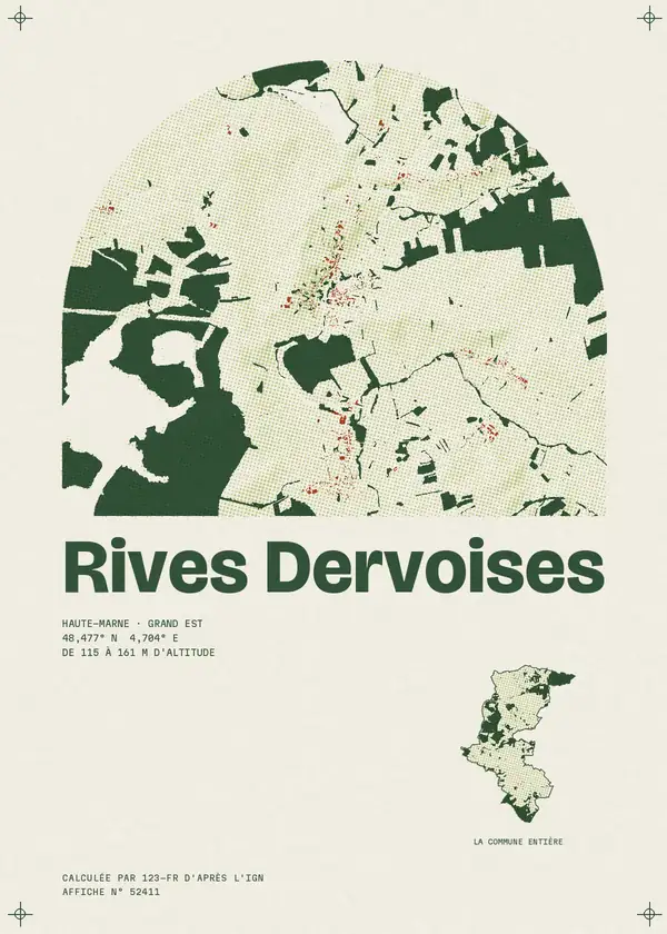 Affiche de Rives Dervoises, calculée par 123-fr d'après l'IGN