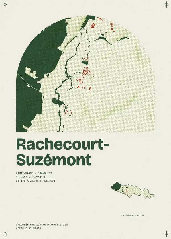 Affiche de Rachecourt-Suzémont, calculée par 123-fr d'après l'IGN