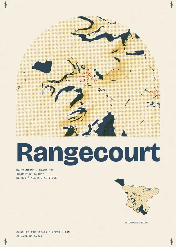 Affiche de Rangecourt, calculée par 123-fr d'après l'IGN