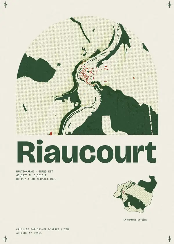 Affiche de Riaucourt, calculée par 123-fr d'après l'IGN