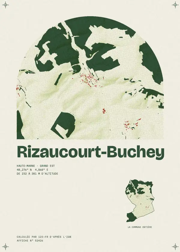 Affiche de Rizaucourt-Buchey, calculée par 123-fr d'après l'IGN