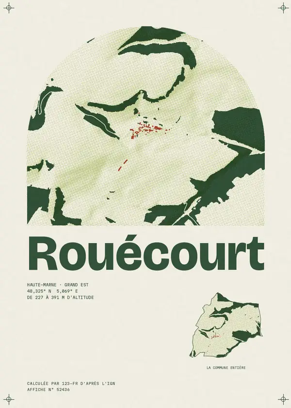 Affiche de Rouécourt, calculée par 123-fr d'après l'IGN