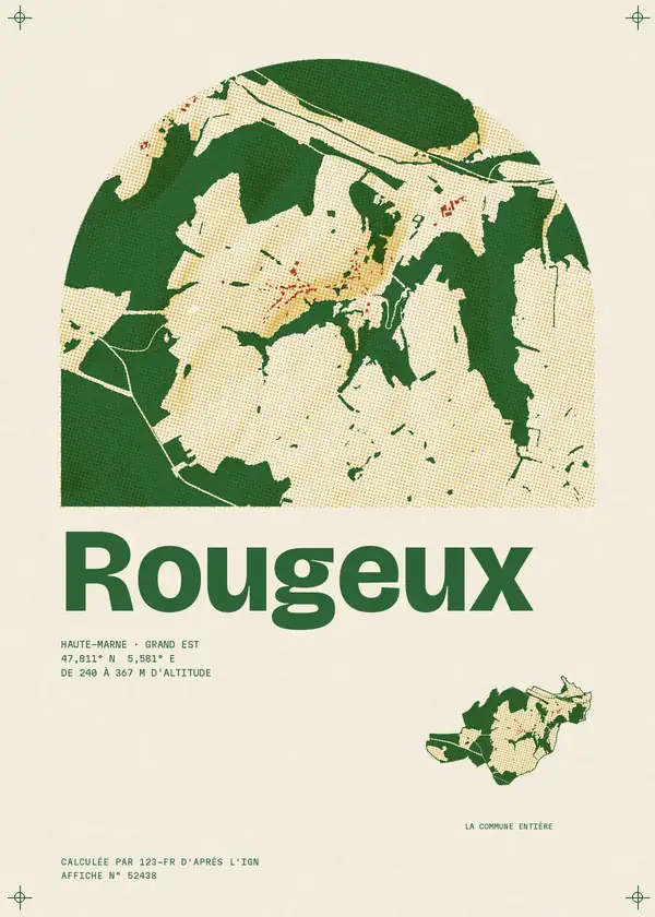 Affiche de Rougeux, calculée par 123-fr d'après l'IGN