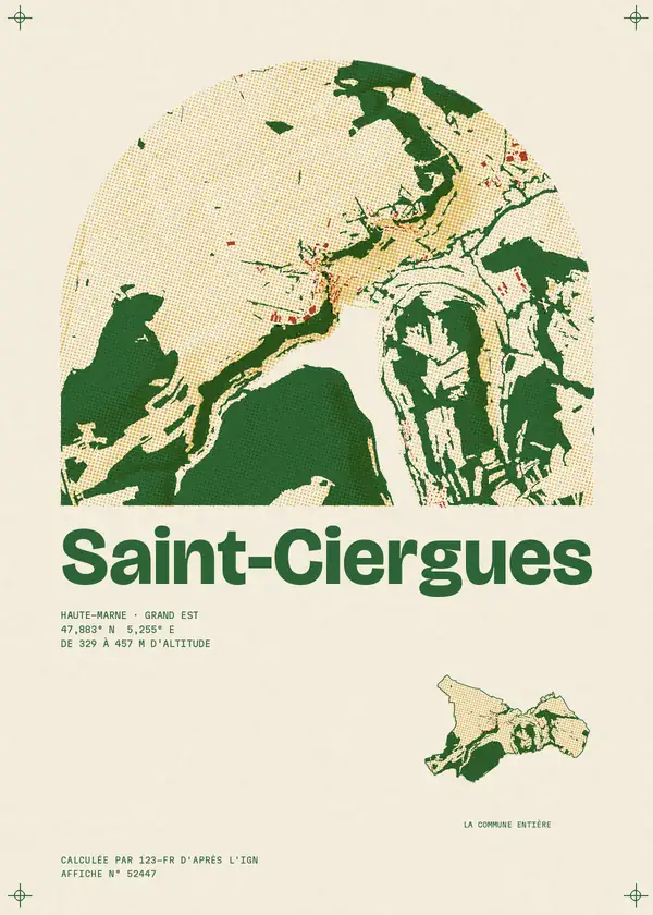 Affiche de Saint-Ciergues, calculée par 123-fr d'après l'IGN