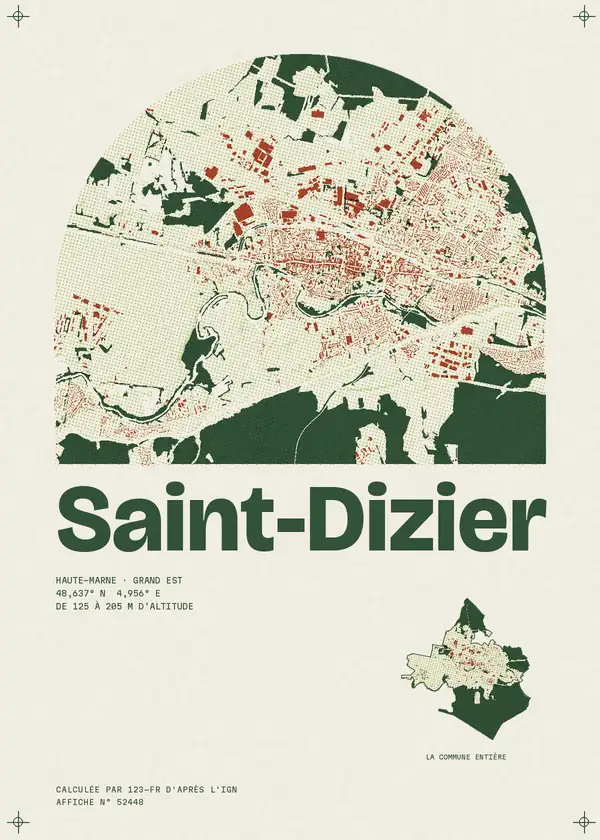 Affiche de Saint-Dizier, calculée par 123-fr d'après l'IGN