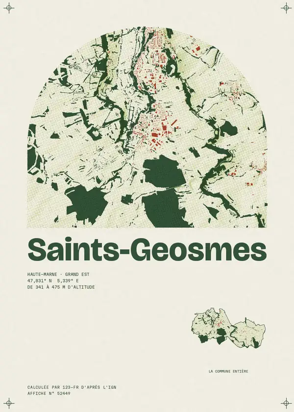 Affiche de Saints-Geosmes, calculée par 123-fr d'après l'IGN