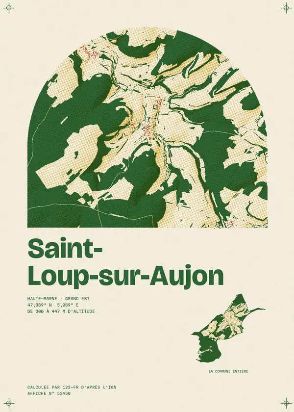 Affiche de Saint-Loup-sur-Aujon, calculée par 123-fr d'après l'IGN