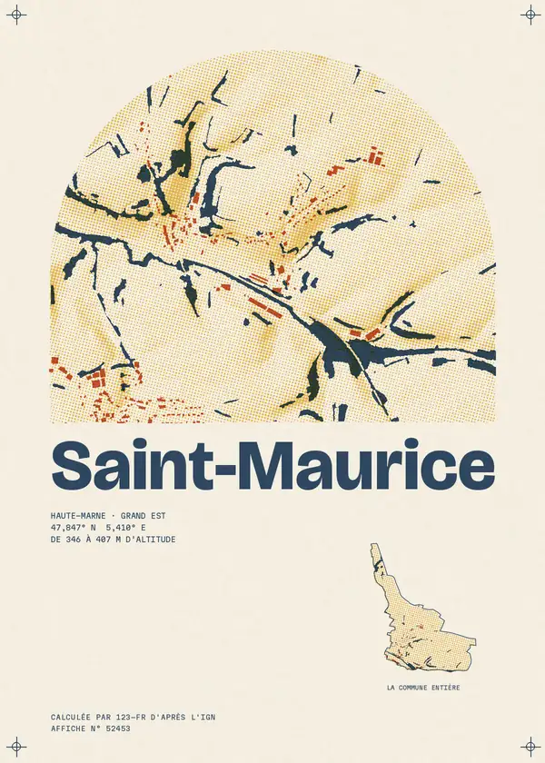 Affiche de Saint-Maurice, calculée par 123-fr d'après l'IGN