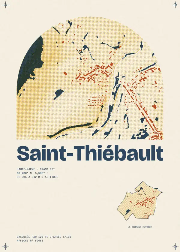 Affiche de Saint-Thiébault, calculée par 123-fr d'après l'IGN