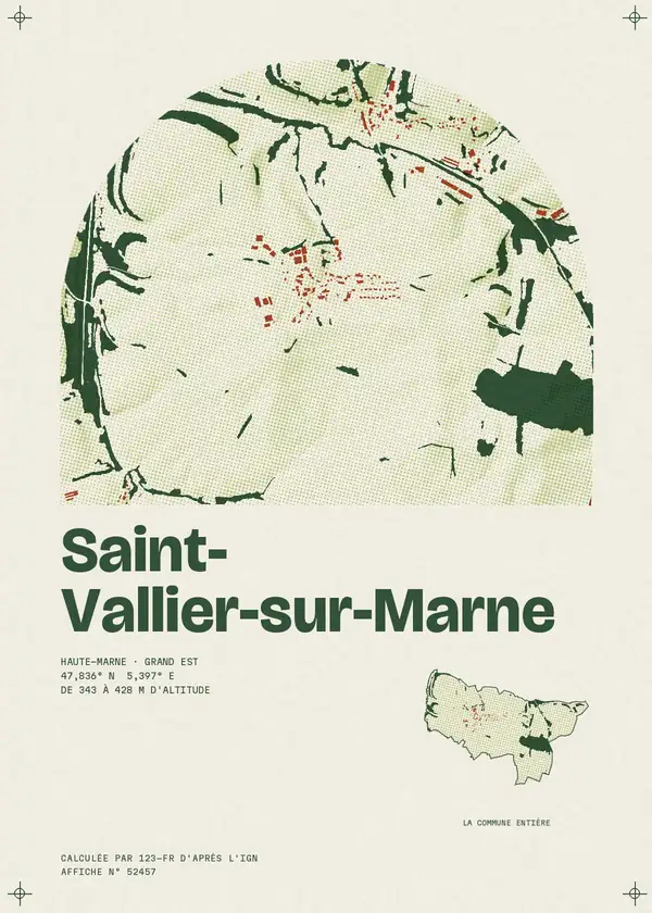 Affiche de Saint-Vallier-sur-Marne, calculée par 123-fr d'après l'IGN