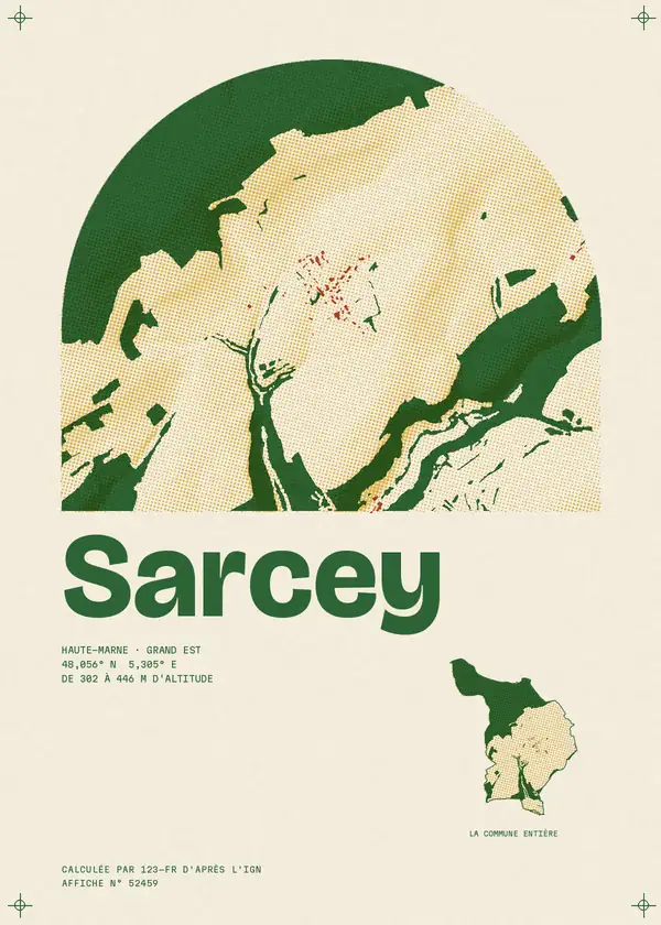 Affiche de Sarcey, calculée par 123-fr d'après l'IGN