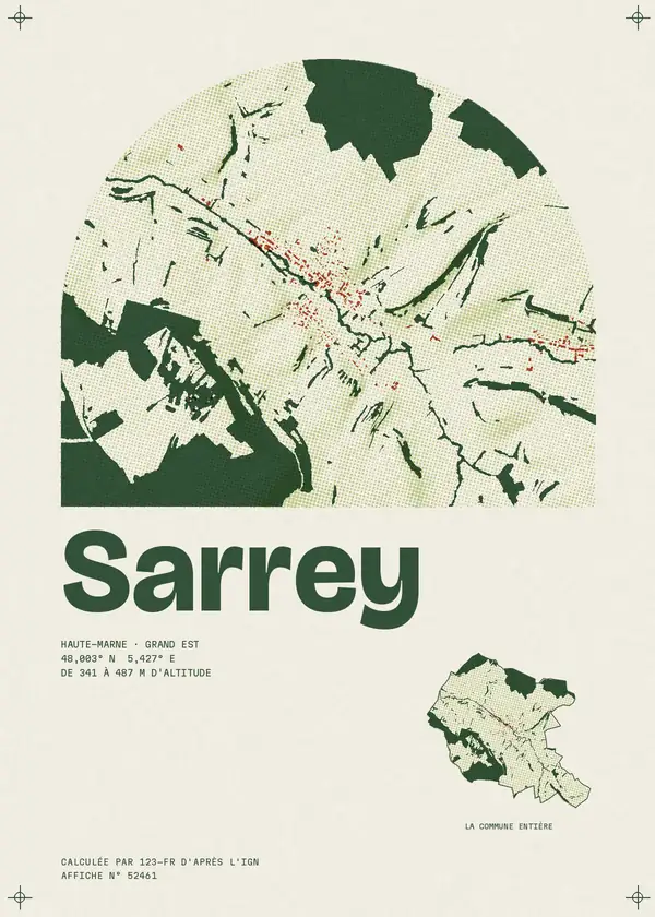 Affiche de Sarrey, calculée par 123-fr d'après l'IGN