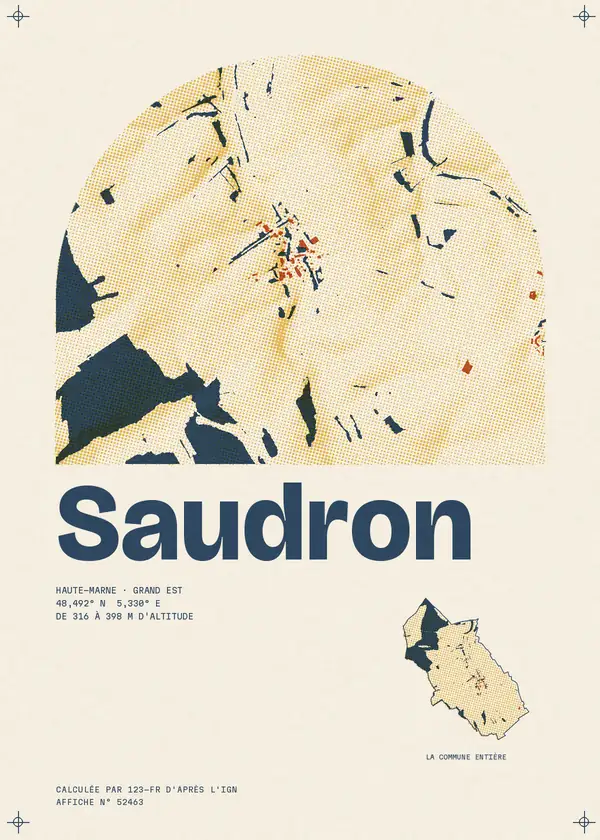 Affiche de Saudron, calculée par 123-fr d'après l'IGN
