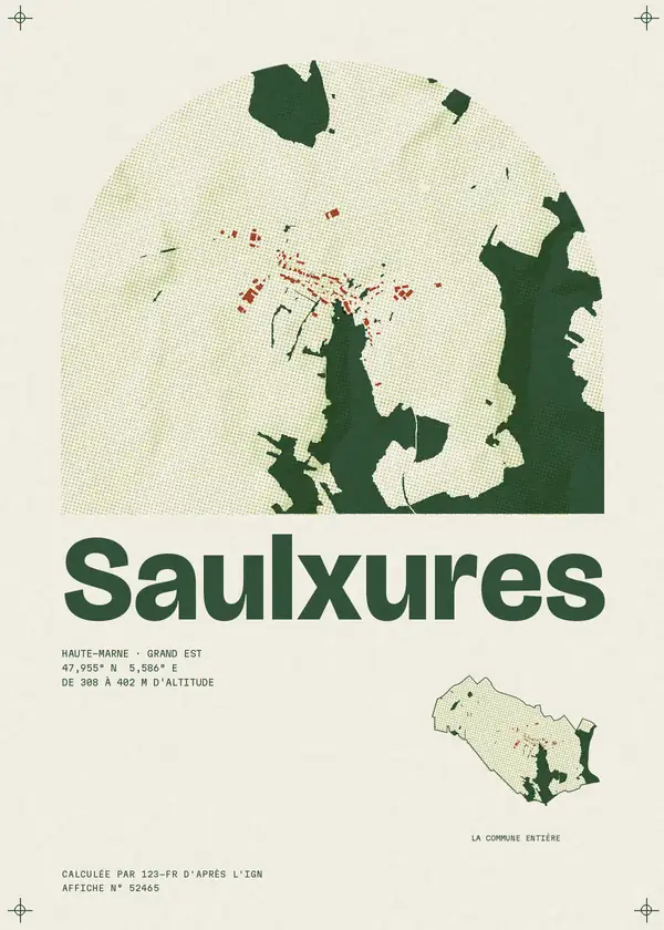 Affiche de Saulxures, calculée par 123-fr d'après l'IGN