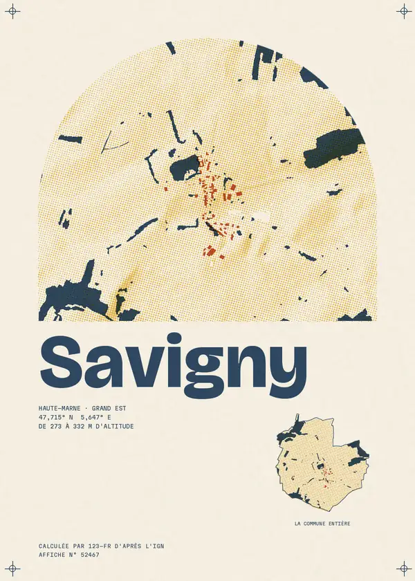 Affiche de Savigny, calculée par 123-fr d'après l'IGN