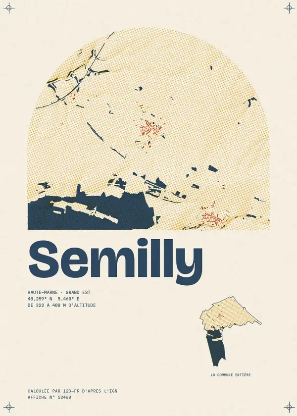 Affiche de Semilly, calculée par 123-fr d'après l'IGN
