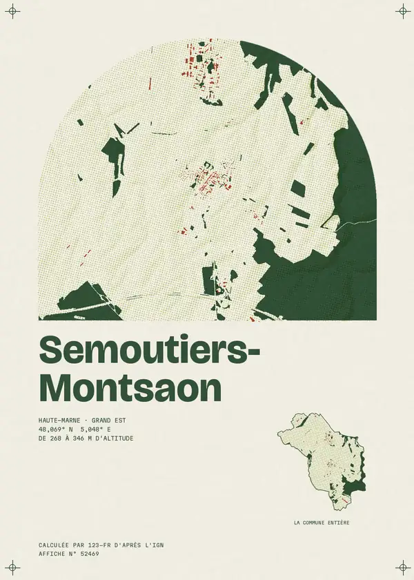 Affiche de Semoutiers-Montsaon, calculée par 123-fr d'après l'IGN
